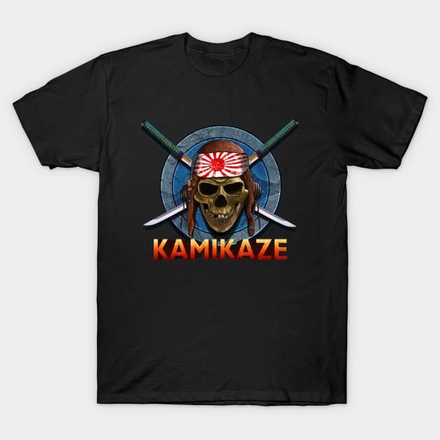 KAMIKAZE FIGHTER PILOT SKULL T-Shirt by TWOintoA